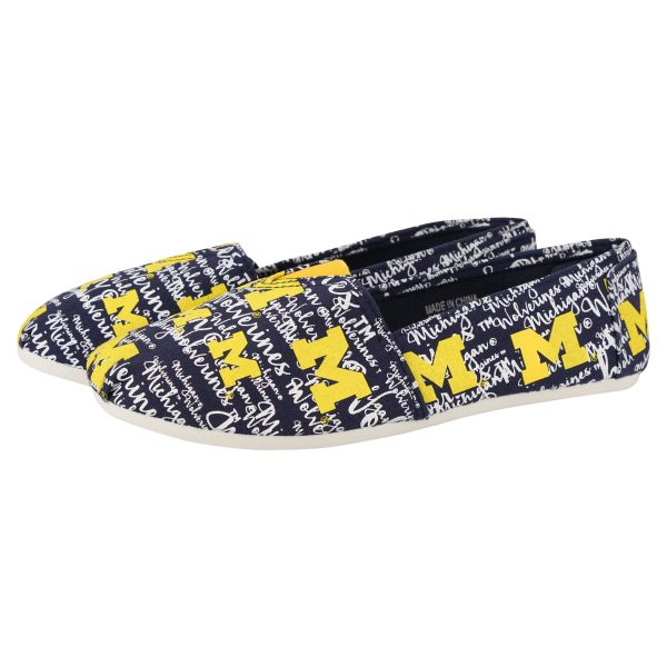 Michigan Wolverines NCAA Womens Script Print Canvas Shoes Online Hot Sale