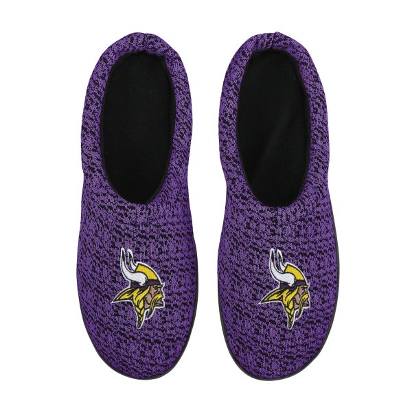 Minnesota Vikings NFL Mens Poly Knit Cup Sole Slippers Cheap - Image 4