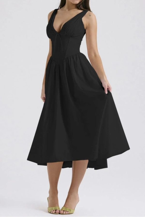 Hazel Blues® |  Ruched V-Neck Sleeveless Dress with Pockets on Sale - Image 4